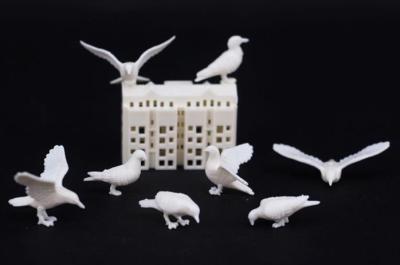 China unpainted model dove---pigeo,model animal,white model doves,1:50model pigeonbird of peace,scale birds for sale