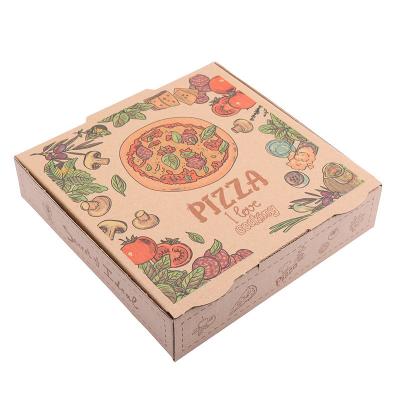 China Folded Kraft Corrugated Carboard Pizza Boxes Wholesale E Flute Pizza Box Factory for sale