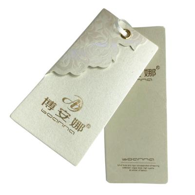 China Custom Recycled Paper Cardstock Hang Tags Paper Label Tags With Grosgrain String for sale