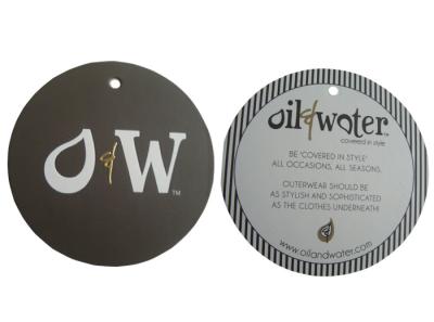 China Custom Printed Round Cardstock Paper Tags Matt Lamination Emboss Gold Foil Logo for sale