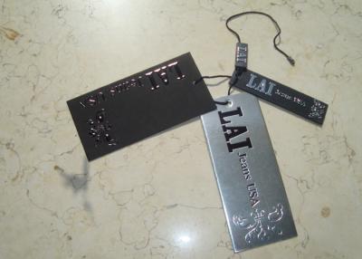 China Luxury Custom Clothing Labels Hang Tags Printing Emboss Black Foil Stamping Logo for sale