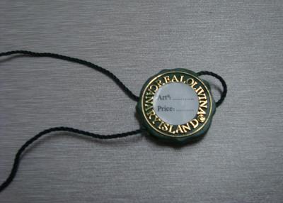 China Custom Cheap Green Plastic Name Seal Tags For Clothes With Printed Sticker Label for sale