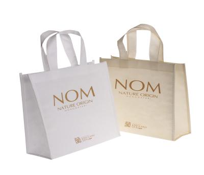 China Personalized Woven Packaging Bags Tote Silk Screen Printing Soft Loop Handle for sale