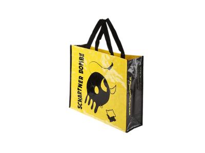 China Reusable PP Woven Bags , Fabric Packaging Bags Yellow Black Polypropylene for sale