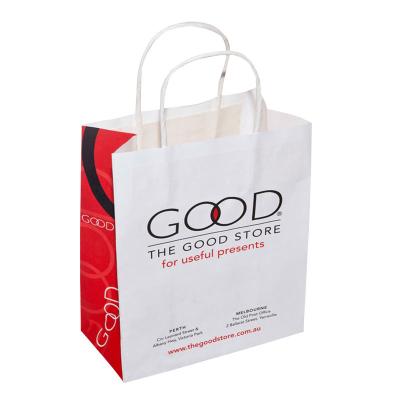 China Custom Printed White Kraft Paper Shopping Bags With Twisted Paper Handle for sale