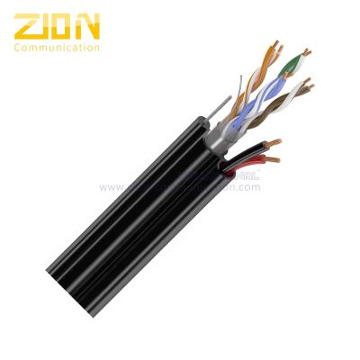 China Video Over FTP CAT5E Network Cable Outdoor With Messenger In Black Jacket for sale