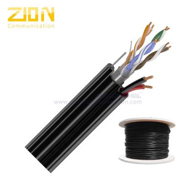 China Aerial Network Cable FTP CAT5E 24 AWG Solid Copper with Messenger for IP Camera for sale