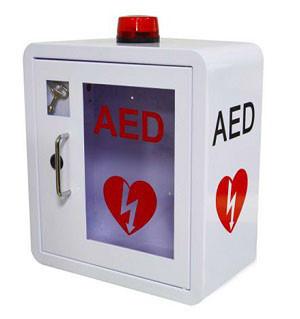 China Alta seguridad curvada del AED de la caja montada en la pared de la esquina del Defibrillator para interior en venta