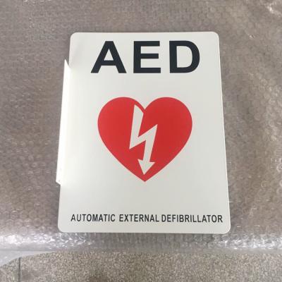 China Marked 2 Way Flat AED Wall Sign , 90 Degree Sign Of AED 254x177mm for sale