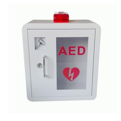 China Universal Indoor White Metal Alarmed AED Defibrillator Wall Cabinet for sale