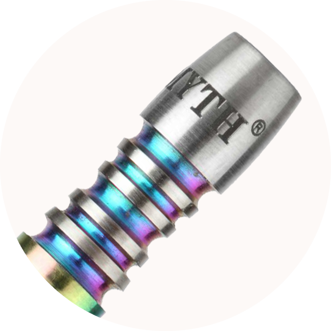 Close-up of PVD rainbow coated dart barrel