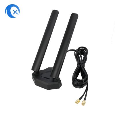 China WiFi 6E Tri-Band Antenna 6GHz 5GHz 2.4GHz Gaming WiFi Antenna Magnetic Base for PC computer for sale