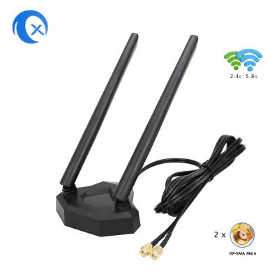 China 2.4GHz 5GHz Dual Band Antenna Magnetic Base for PCI-E WiFi Network Card Wireless Router for sale