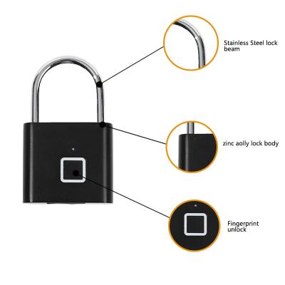China Keyless Biometric Smart Fingerprint Padlock Zinc Alloy Mini Fingerprint Lock for sale