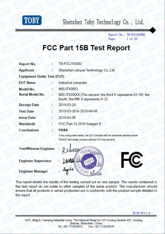 FCC - Shenzhen Yanyue Technology Co., Ltd