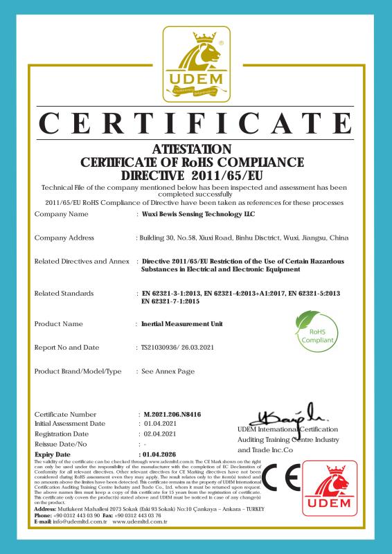 RoHS Certification - Wuxi Bewis Sensing Technology LLC