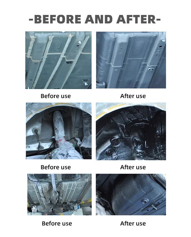 Close-up view of undercoating application showing protective layer