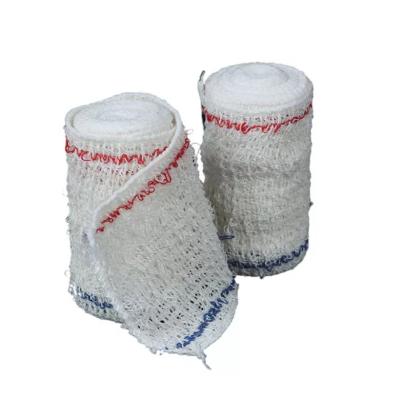 China White Color Red Line Cotton Spandex Elastic Crepe Bandage With Clips for sale