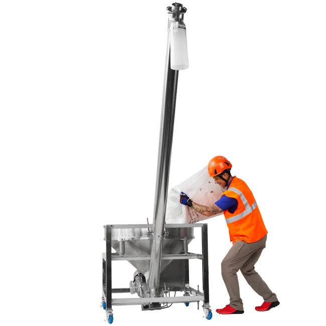Industrial screw conveyor in operational environment