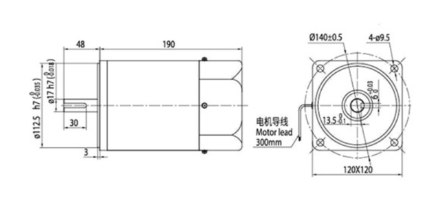 round shaft gear motor drawings