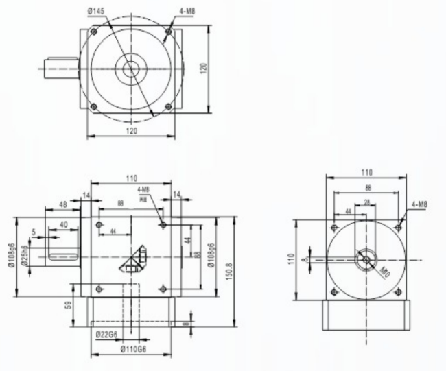 2:1 bevel gearbox drawings