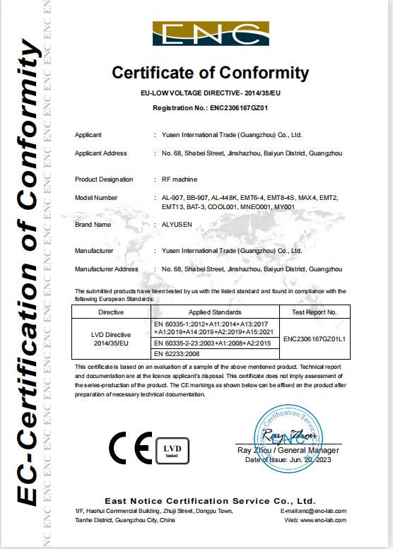 CE certificate - Yusen International Trading (Guangzhou) Co., Ltd.