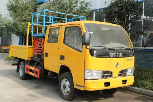 Dongfeng 6 Wheeler 8m 10m 12m Scissor Hydraulic Truck Mounted Lifting Ladder