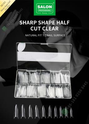 China Sharp Drops Shape Half Cut False Nail French Style Artificial Nail with ABS Fake Nail à venda