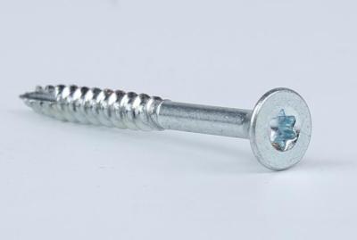 China Double Countersunk Machine Screw 4 Nibs Partial Cut Thread CR3 Zinc Plated for sale