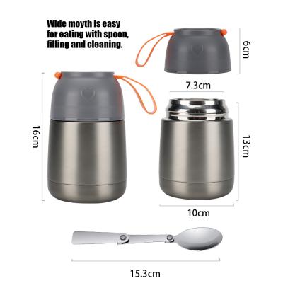 China 430ML 620ML Airtight Vacuum Food Container Safe And Healthy Stainless Steel Food Jar With Handle for sale