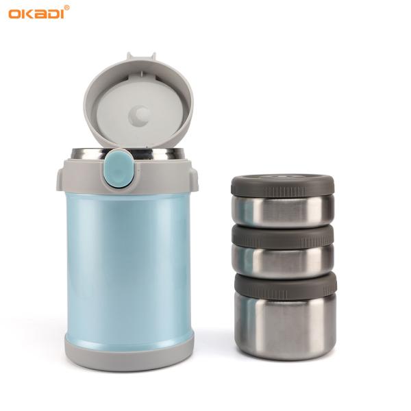 Quality Double-Layer Stainless Steel Vacuum Food Container Jar With Three Independent Compartments for sale