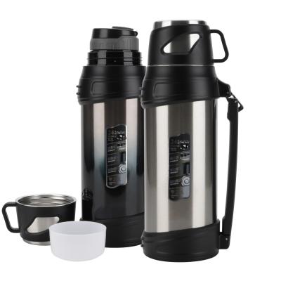 China 2000ml Vacuum Travel Pot Mug Large Capacity Outdoor With Handle Belt Stainless Steel Cup Water Bottle for sale