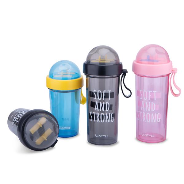 Quality New design Tritan Sport Gym Plastic Water Bottle double drink dual-use personality water cup milk Cup Bpa Free for sale