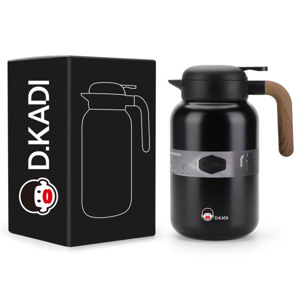 Quality 1300ml 2000ml Double Wall Stainless Steel Vacuum Insulated Coffee Carafe Thermos Hot Water Tea Pot for sale