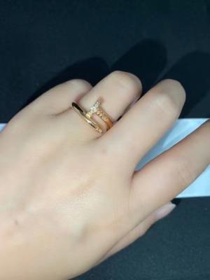 China OEM Luxury Diamond Jewelry 18k Yellow Gold Nail Diamond Ring 22 Diamonds 0.13 Carats for sale
