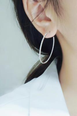 Chine Or blanc à extrémité élevé Diamond Hoop Earrings de Diamond Earrings Luxury 1.0ct de l'or 18K de 80mm à vendre