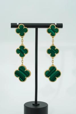 China high end gold earrings van cleef gold alhambra 18 karat yellow gold earrings luxury gold jewelry for sale