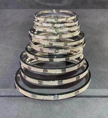 China 18 karat gold bangles jewelry luxury diamond jewellery full diamond love thin bangle bracelets for sale