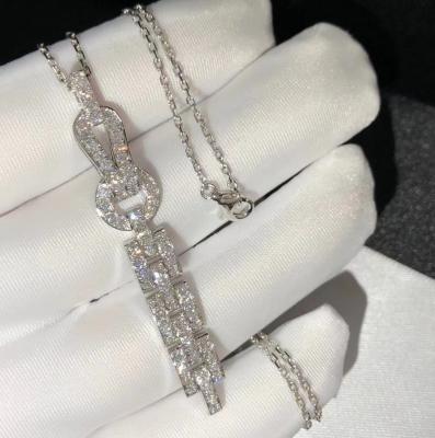 China Elegant VVS 18K Gold Diamond Necklace Round Cut Diamond Luxury Brand Jewelry for sale