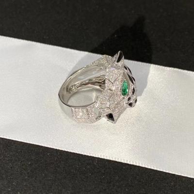 China High End 18k Gold Jewelry Tiger Ring With Diamonds Emerald Long Lasting Durability for sale