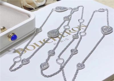 China 13 Paved Motifs 18K White Gold Diamond Necklace For Wedding Anniversary for sale