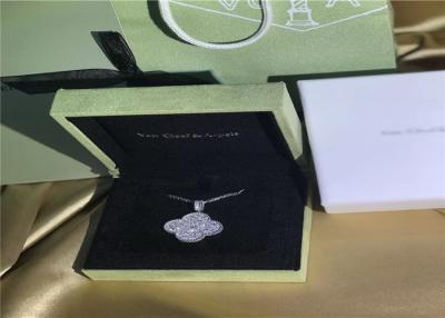 中国 18Kホワイト ゴールド ヴァンCleef及びダイヤモンドが付いているArpels魔法のアルハンブラのネックレス 販売のため