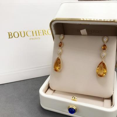 Chine Boucles d'oreille pendantes de Boheme de serpent d'or jaune des boucles d'oreille 18K de Bohème de serpent de  avec Topaz Crystals And Diamonds à vendre