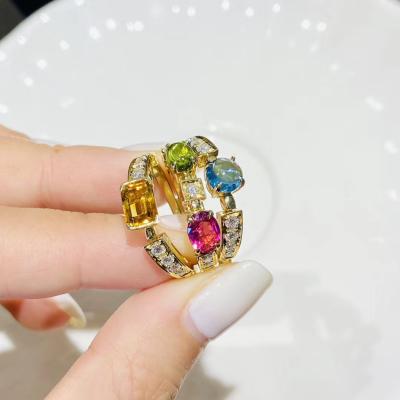 China Anel colorido natural de pedra preciosa do ouro do 0.2ct 18k das mulheres à venda