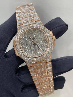China Lab Diamond Iced Out Watch 14K Rose Gold Finish Unisex Solid 925 Silver for sale