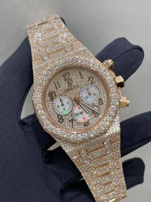 China Hacia fuera helada joyería de Diamond Quartz Watches Stainless Steel Hip Hop de los diamantes artificiales en venta