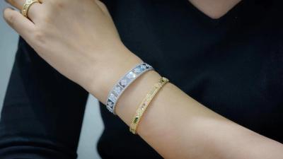 China 18k Gold Diamond Logo Bracelet White Gold Yellow Rose Gold 33.6 Inches for sale