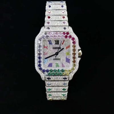 중국 남자들을 위한 vvs1 Ｇ 충격 시계 차가운 아웃 다이아몬드 시계 힙합 블링 보석 냉장 용기 보석 다이아몬드 시계 판매용