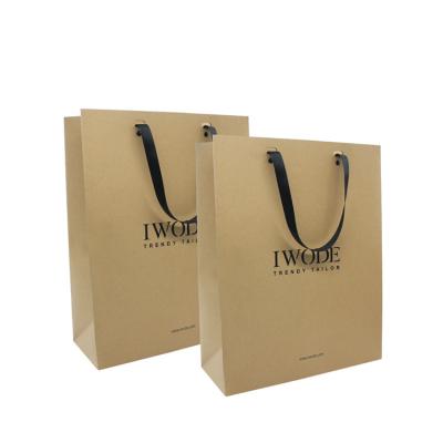 China Large Brown Kraft Paper Shopping Bags Fashionable with Custom Printed Logo for sale