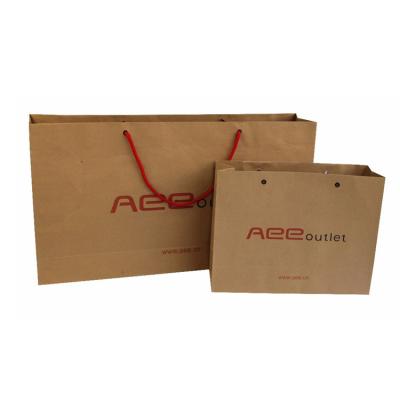 China Natural Brown Kraft Paper Shopping Bags With Handles Custom Logo Printed for sale